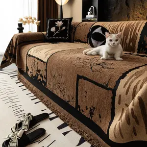 Modern Minimalist Nordic Style Chenille Sofa Cover, Sofa Slipcover, Anti-Slip Sofa Blanket, All-Season Furniture Protector for Bedroom and Living Room