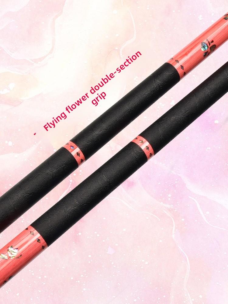 Carbon Fiber Pool Cue Stick with Abalone Shell Inlay, Pink & Black Design - 58-Inch Heavyweight 19-20oz Billiard Cue, Leather-Wrapped Grip & 11.8mm Tip for Tournaments, /Pro Use