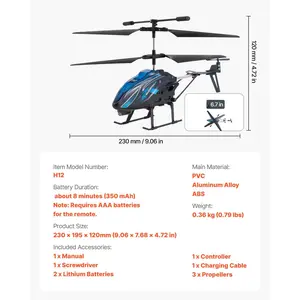 VEVOR RC Helicopter, 2.4GHz Flying Remote Control Helicopter, 3.5 Channel RC Airplane for Kid, 16 Mins Flight Time, Altitude Hold, One-Key Takeoff/Landing LED Lights, Toys for Kids Ages 8 and up
