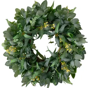 24 Inch Eucalyptus Wreath for Front Door - Artificial Greenery Wreath for Spring Summer Decor, Outdoor/Indoor Use, Porch, Window, Farmhouse Home Decor - All Season Weather Resistant