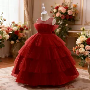 009  Girl Skirt 3-12 Years Kids Dress For Girls Wedding Tulle Lace Long Girl Christening Dress Elegant Princess Party Pageant Formal Gown For Teen Children