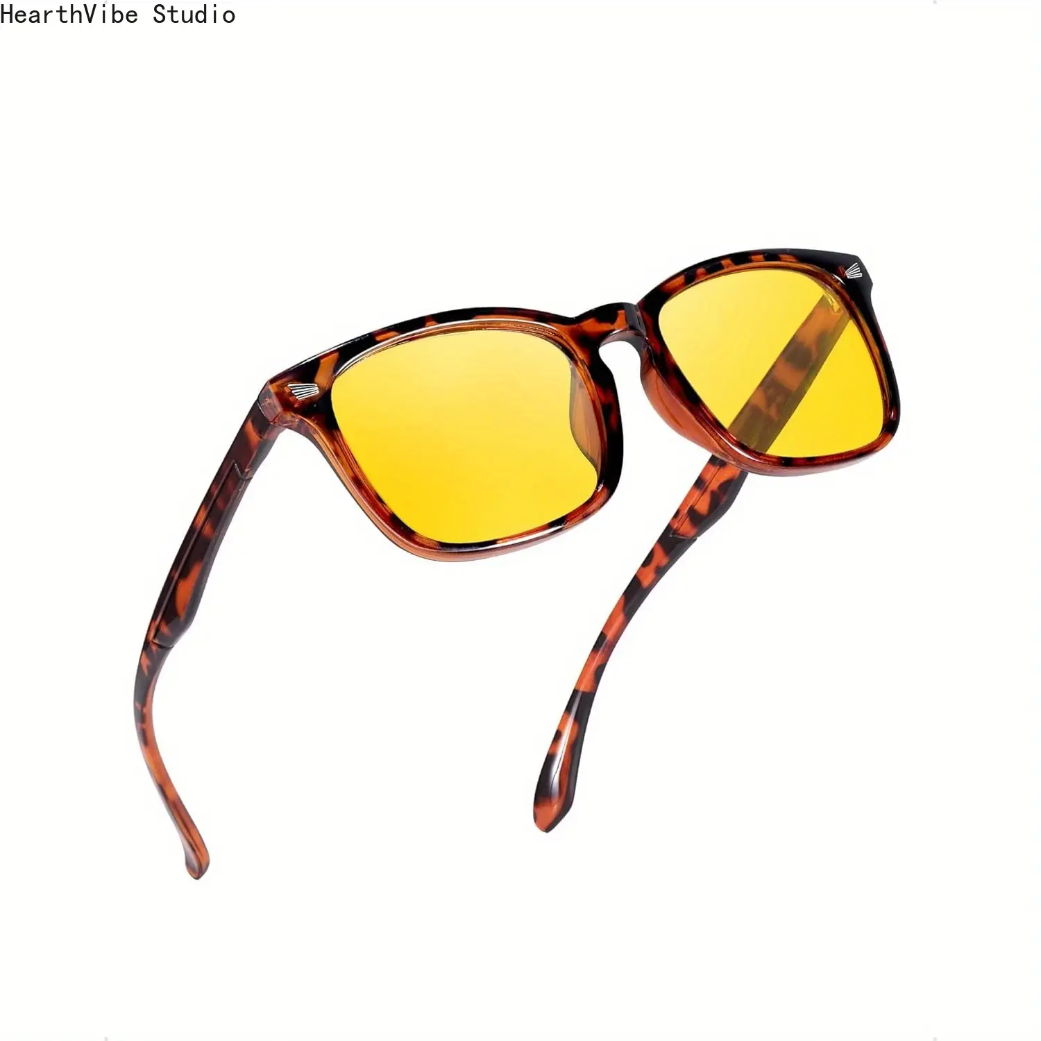 Anti-Glare Polarized Sunglasses for Men, Trendy Full Rim Yellow Lenses for Night Driving with UV400 Shield, Male