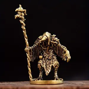 Brass Witch Birdman Figurine Statues Weathered Antique Micro Carving Tea Pet Decorative Craft Gift No Power Needed