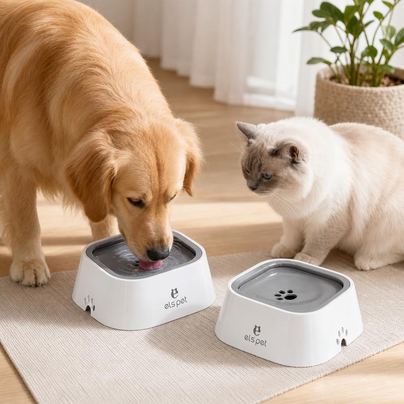 Floating Dog Water Bowl No Spill, 35oz Slow Water Feeder Dispenser, Splash Proof Non-Slip Pet Bowl for Dogs and Cats, Car Travel Friendly