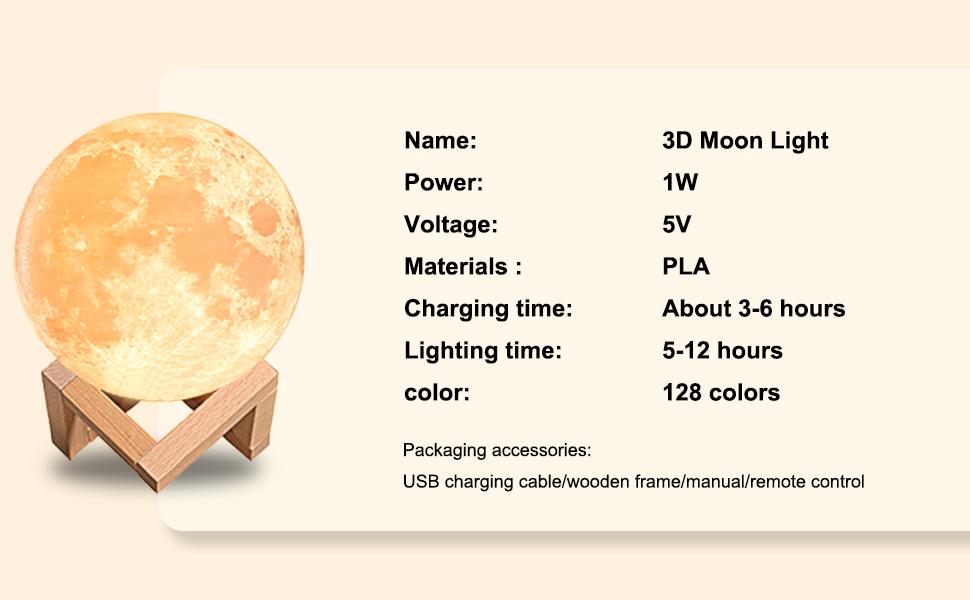 4.7 Inch 3D Printed Moon Lamp, Realistic Lunar Texture LED Night Light, Remote & Touch Control, Rechargeable with Timer, Unique Home Party Decor Gift for Kids (Thanksgiving, Christmas, Housewarming) cool tech gadget