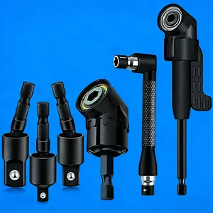 6pcs Right-Angle Drill Bit Accessory Set, Including 3 Pcs 360° Rotatable Impact-Grade Socket Adapters (1/4 Inch, 3/8 Inch, 1/2 Inch), 2 Pcs 105° Hex Shank Angle Drill Adapters and 1 Pc 90° Bevel Drill Bit