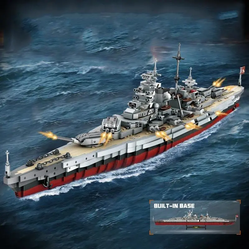 Bismarck Battleship Building Blocks Set, Small Particle Ship Bricks Model Toys Collection Desktop Ornaments Boys Adult Gifts Building Kit, Creative Building Block, Model Building Kits