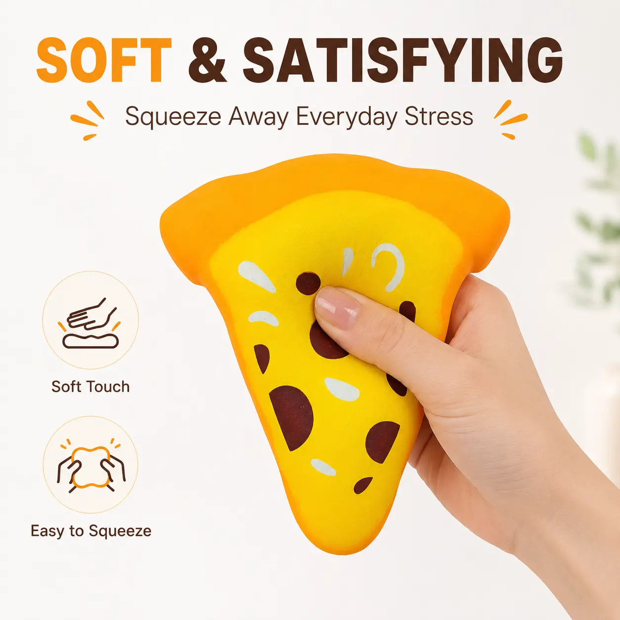 Jumbo Squishy Pizza Toy, Giant Realistic Food Squeeze Toy for Stress Relief, Soft Pizza Fidget Toy for Anxiety, Sensory Play, Desk Decor, Gifts for Kids and Adults