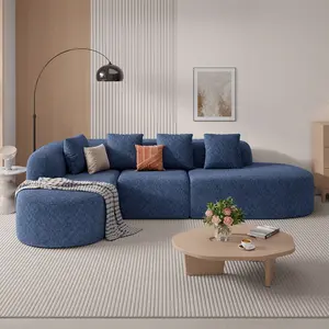 【2 Packages shipping】Modern 114-Inch Armless Sofa with 3 Cushions,  Modular Sectional Sofa with Chaise, L-Shaped Cloud Sectional Sofa, No Assembly Required