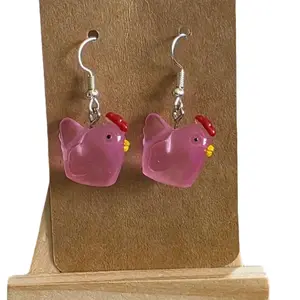 Glow in the Dark Chicken Earrings Character Design Metal Hook Elegant Unique Accessory for Chicken Enthusiasts