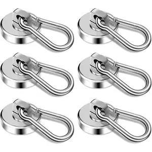 Neodymium Magnet Hook with Swivel Carabiner, High Load Capacity, Ideal for Kitchen, Bathroom, Storage Cabinets, Durable Magnetic Holder, Room Organization Products, Wall Mounted Organizer