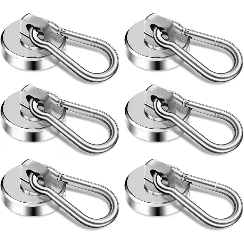 Neodymium Magnet Hook with Swivel Carabiner, High Load Capacity, Magnetic Hooks, Ideal for Kitchen, Bathroom, Storage Cabinets, Durable Magnetic Holder, Room Organization Products, Wall Mounted Organizer, Home Organizer Hook