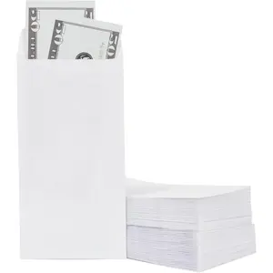 100Pack #7 Small Money Envelopes for Cash 3.5x6.5 in, White 130 gsm, SelfAdhesive Paper Currency Envelopes for Budgeting, Saving Challenges, Banks, Coins, Seed Packets, Tips