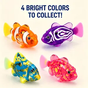 4pc Light-sensing robotic pet clownfish, bath toys, realistic electric swimming aquarium fish, aquarium ornaments, cat-teasing robotic fish, bionic sea fishing lures, batteries, swimming devices