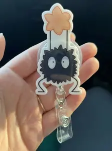 Viral Tiktok Soot Sprite Badge Reel - Studio Ghibli Badge Reel - Anime Badge Reel - Kawaii – Funny Gecko ID Holder, Trendy Nurse Name Badge, Aesthetic Hospital Clip, Gift for Coworkers