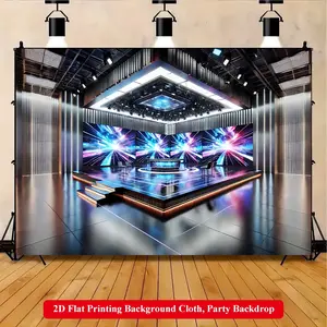2D Flat Printing Backdrop Banner 1pc, Modern Studio With Cool Lighting Background Cloth, Indoor Backdrops, Multi-Size Polyester Wall Decor Suitable for LivingRoom, Bedroom, Office, Outdoor Parties and Holiday Gifts, No Electricity Required