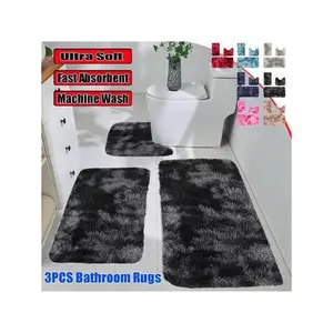 3Pcs Multi Purpose Bathroom Rugs Set, Plush Fabric Modern Style Memory Foam Bath Mats Set - Comfortable SoftToilet Carpet, Non-Slip, Fast Absorbent, Machine Washable, Perfect For Bedroom Decor, Tub, Toilet Floor, Shower Room fashion mixed color