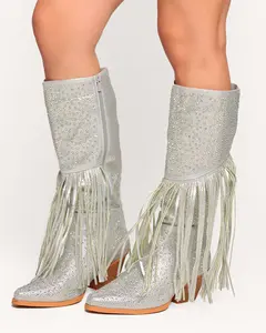 Starry Night Rhinestone Fringe Boots