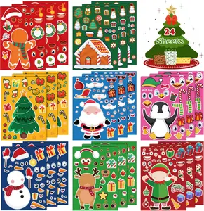 Christmas Stickers - 24 Sheets of Festive Cartoon Designs for Kids Stocking Stuffers DIY Crafts Xmas Gifts Games Party Favors Supplies for Grandkids Toddler Stocking Stuffers