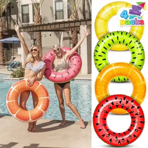 Inflatable Fruit Pool Float Rings – 4-Pack, 32 Inch