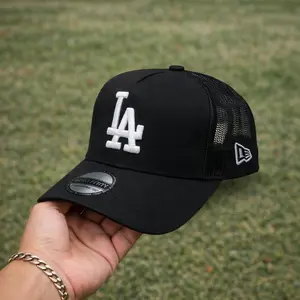 New Era 9FORTY MLB LA Dodgers Black Trucker Hat | Adjustable Snapback Baseball Cap for Men & Women, Breathable Mesh Back Design, High Crown Structured Fit, Premium Streetwear Style, Embroidered Logo Urban Fashion Collector Edition