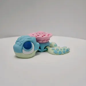 Blossom the Turtle – Articulated Flower Shell Turtle Toy in Pastel Blue & Pink Cute Animal Design