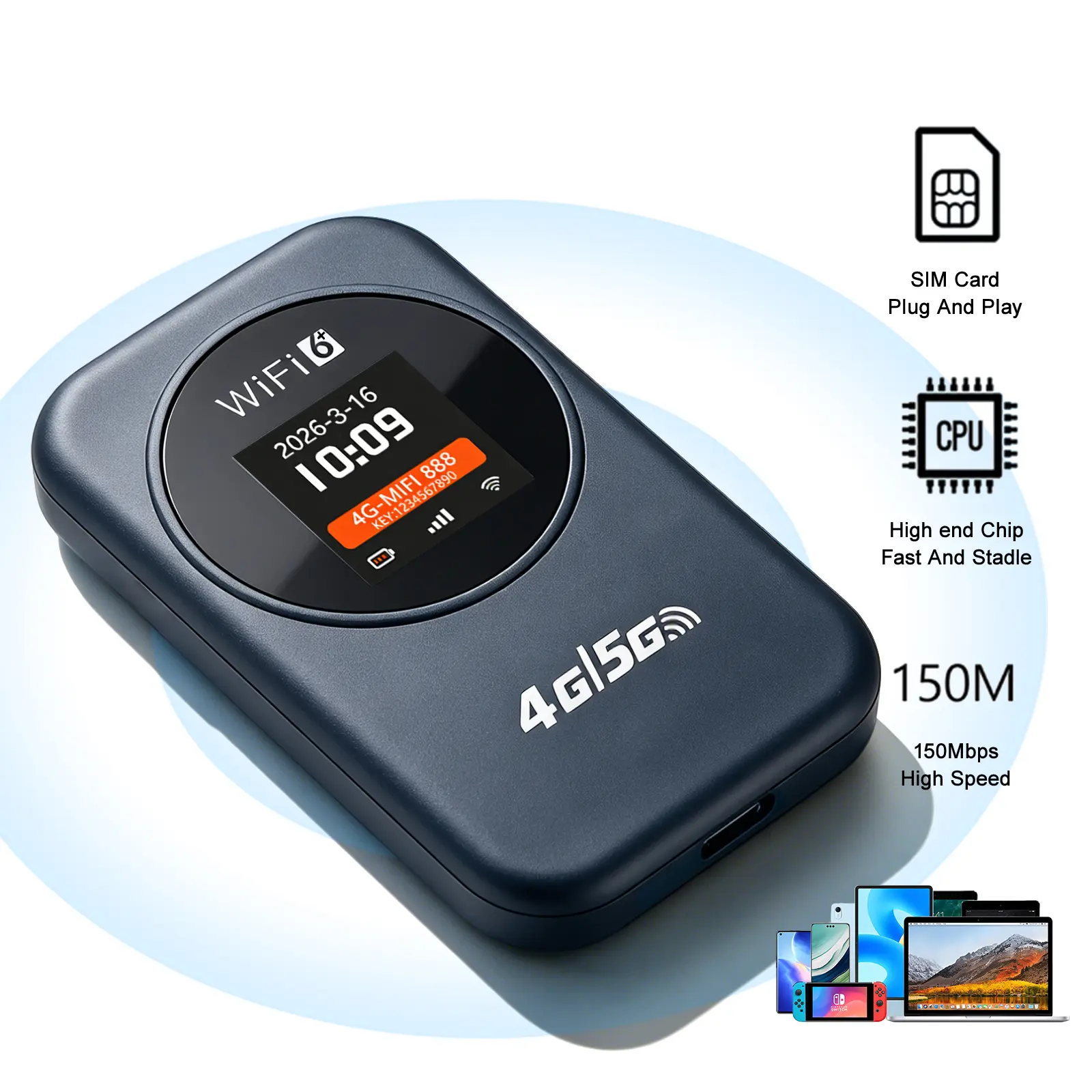 5G/4G LTE Mobile Hotspot,300Mbps,Portable WiFi Hotspot for Travel ...
