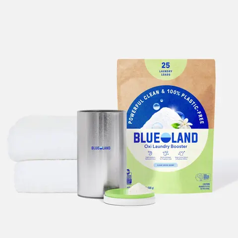 Blueland Oxi Laundry Booster, Eco-Friendly Mineral & Plant-Based Stain Remover, Color Boosting Oxi Cleaner + Storage Tin