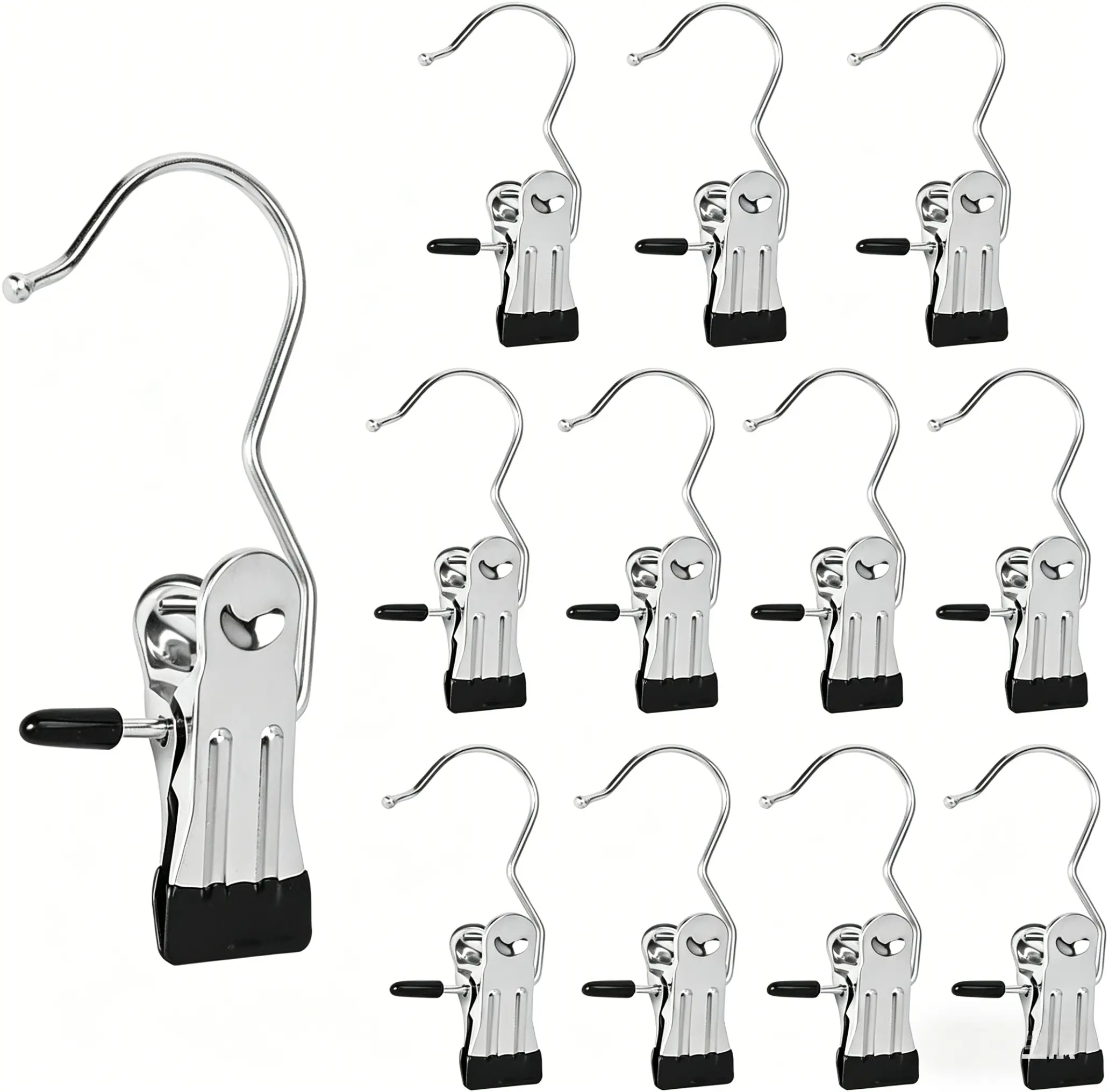 All-in-One Hanging Clips - Clip & Hang Anywhere! Anti-Rust Metal Hooks for Pants, Towels, Socks & Travel Organization
