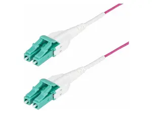 StarTech 50m 164ft LC to LC UPC OM4 Multimode Fiber Optic Cable Erika Violet 50/125 100G Uniboot Fiber Jumper Cord OFNR Riser OM4RLCLC50M