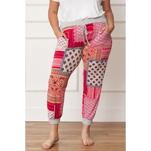 EG fashion Plus Quilted Print Joggers