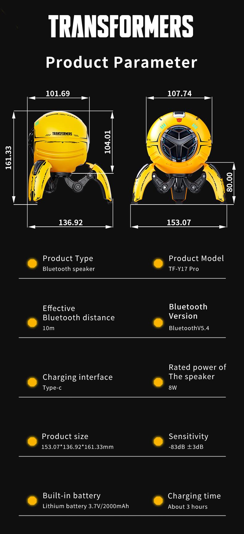 Officially Licensed Transformers Bumblebee Bluetooth Speaker (2026 New) – RGB Light, 10W Bass Subwoofer, Wireless BT 5.4, Karaoke Mode, TWS Stereo Pairing, Gaming Desk Smart , PC, iPhone & Android Compatible, Cool Tech Gift for Men, TF-Y17Pro Model Audio Officially Licensed Transformers Bumblebee Bluetooth Speaker (2026 New) – RGB Light, 10W Bass Subwoofer, Wireless BT 5.4, Karaoke Mode, TWS Stereo Pairing, Gaming Desk Smart , PC, iPhone & Android Compatible, Cool Tech Gift for Men, TF-Y17Pro Model Audio