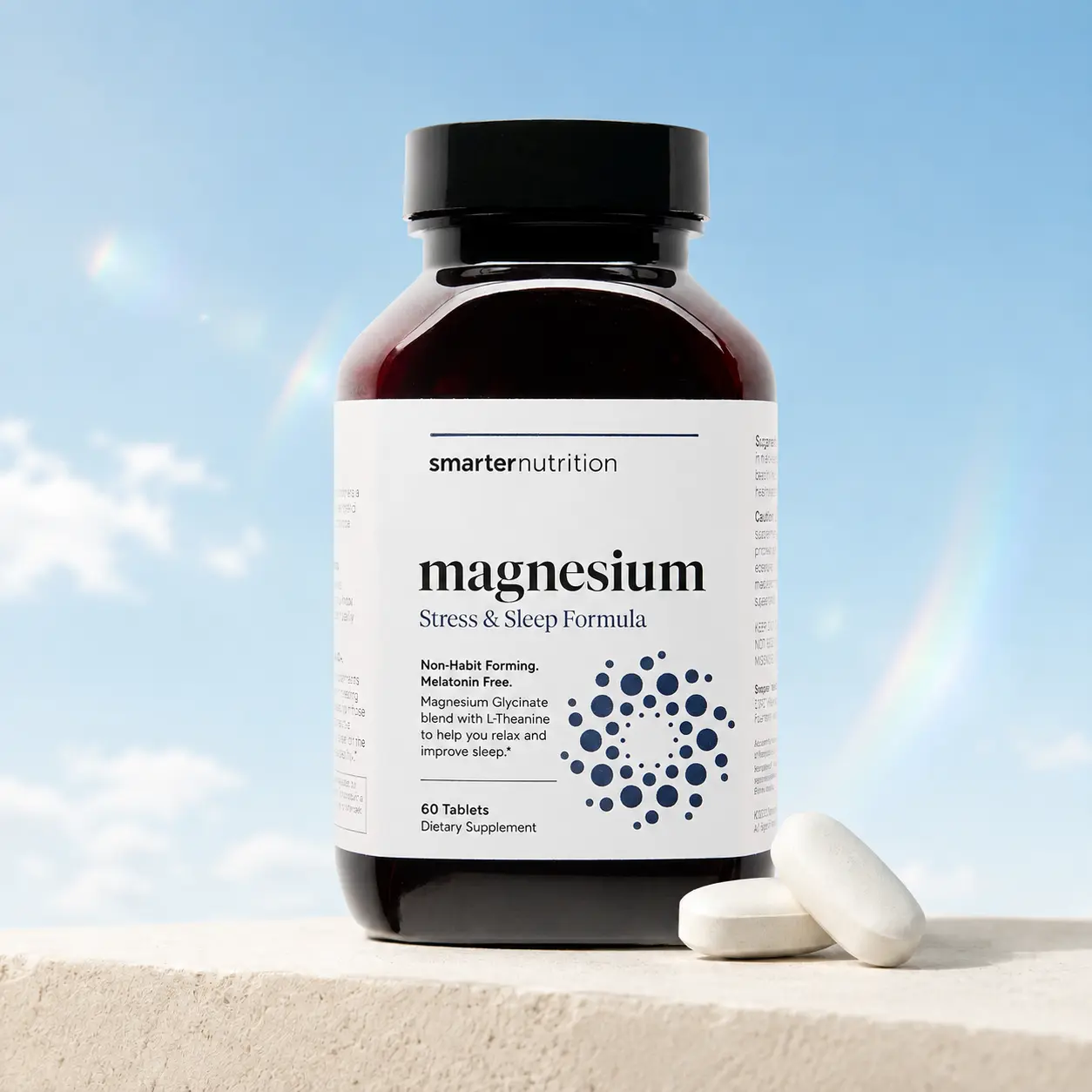 Smarter Nutrition Magnesium Complex Supplement- Chelated Magnesium Glycinate + Citrate, Malate for Sleep, Relaxation, Muscle & Nerves + Clinically Proven L-Theanine, Non-GMO-60 Tablet