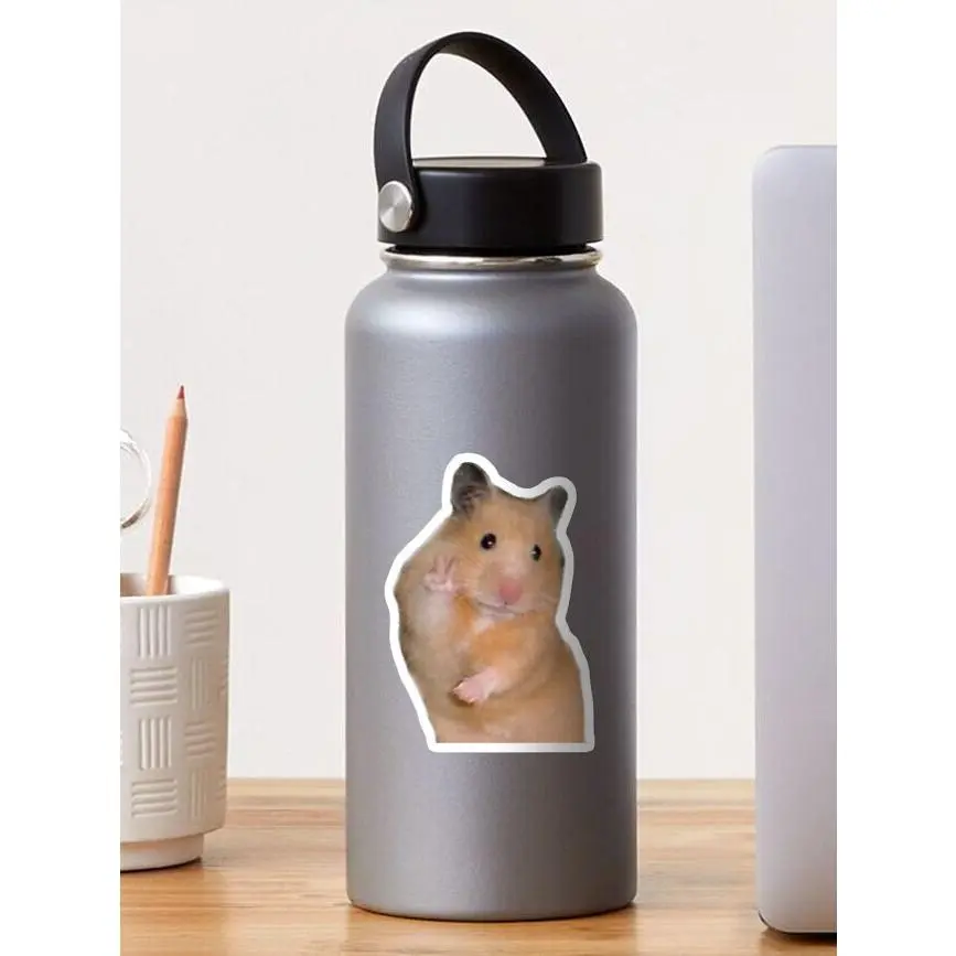 Peace Hamster Meme Sticker | Die-Cut Sticker for Laptop Water Bottle