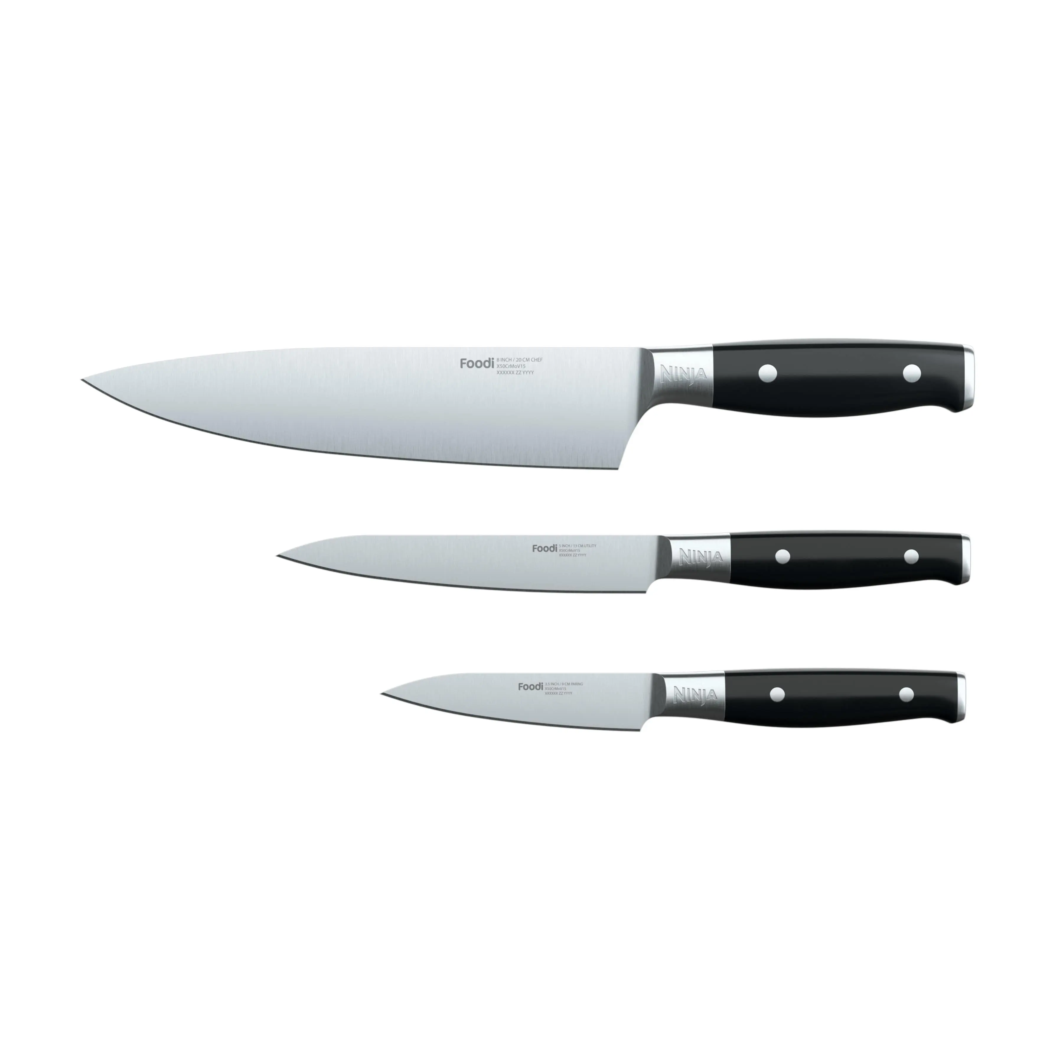 Premium 3-Piece Chef, Utility, and Paring Knife Set Ninja NeverDull - K32003 Premium 3-Piece Chef, Utility, and Paring Knife Set Ninja NeverDull - K32003
