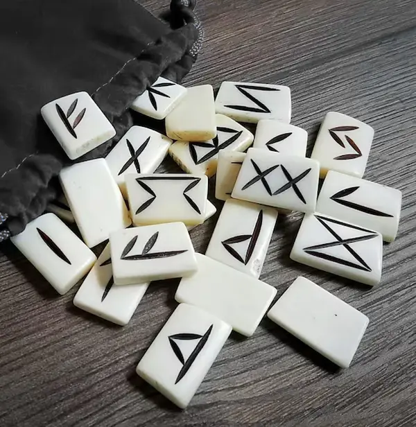 Bone Runes Set - Real Bone! Crystal Pebble Healing Stones Decor Bone Runes Set - Real Bone! Crystal Pebble Healing Stones Decor