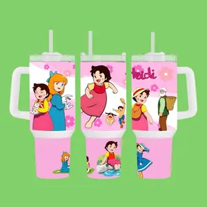 Heidi 40oz tumbler stainless steel Cup Mug Washable Portable Reusable Drinkware Cute Girl Beverage Bottles