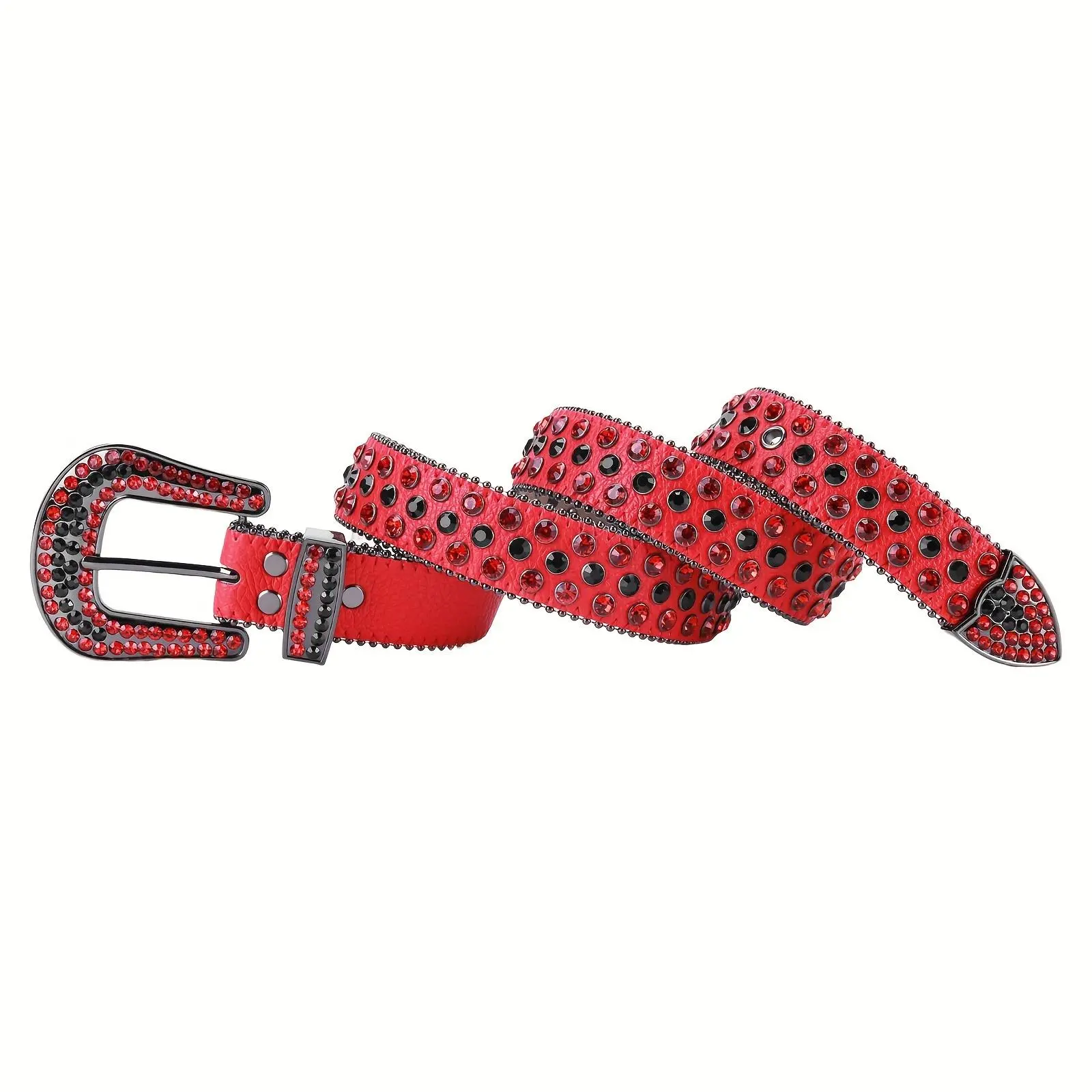 Handmade Red Rhinestone Western Belt | Sparkling Cowboy 