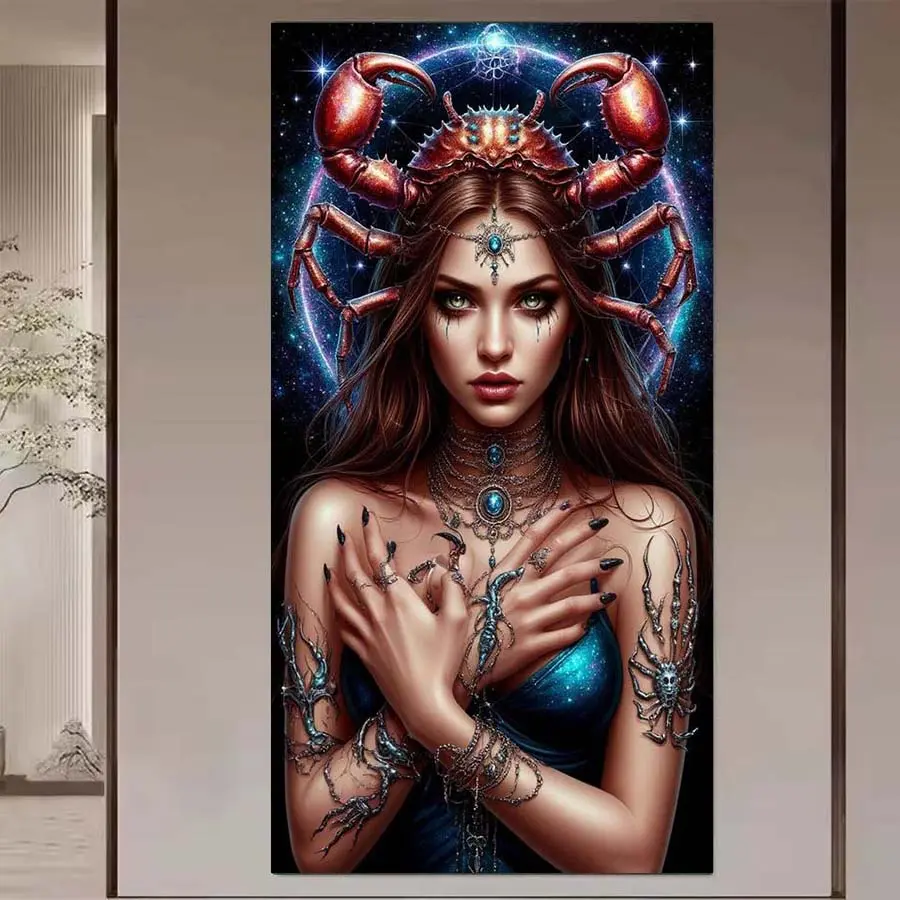 1 set DIY diamond painting kit, 5D diamond art set, DIY decor Scorpio, Night, Spider, Jewelry diamond painting set with full round diamonds, mosaic, diamond art, DIY art home decor, suitable for Christmas.