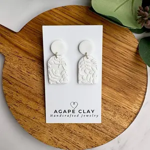 White Dangle Polymer Clay Bell Earrings