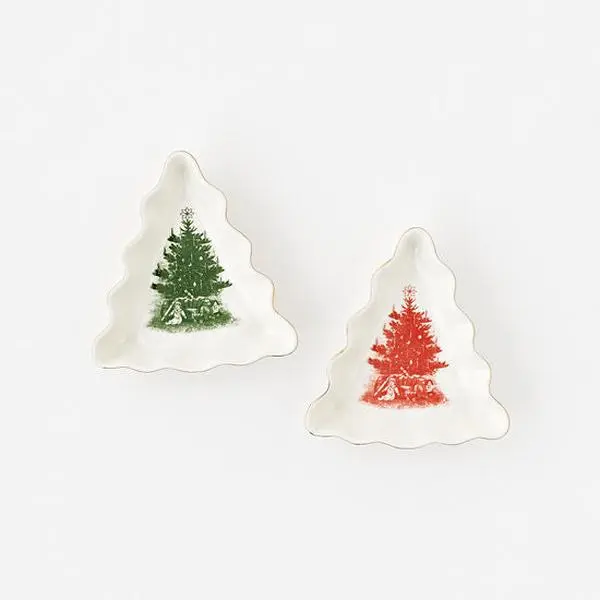 Vintage Tree Dish – 5" Porcelain Holiday Serveware (Sold Individually)
