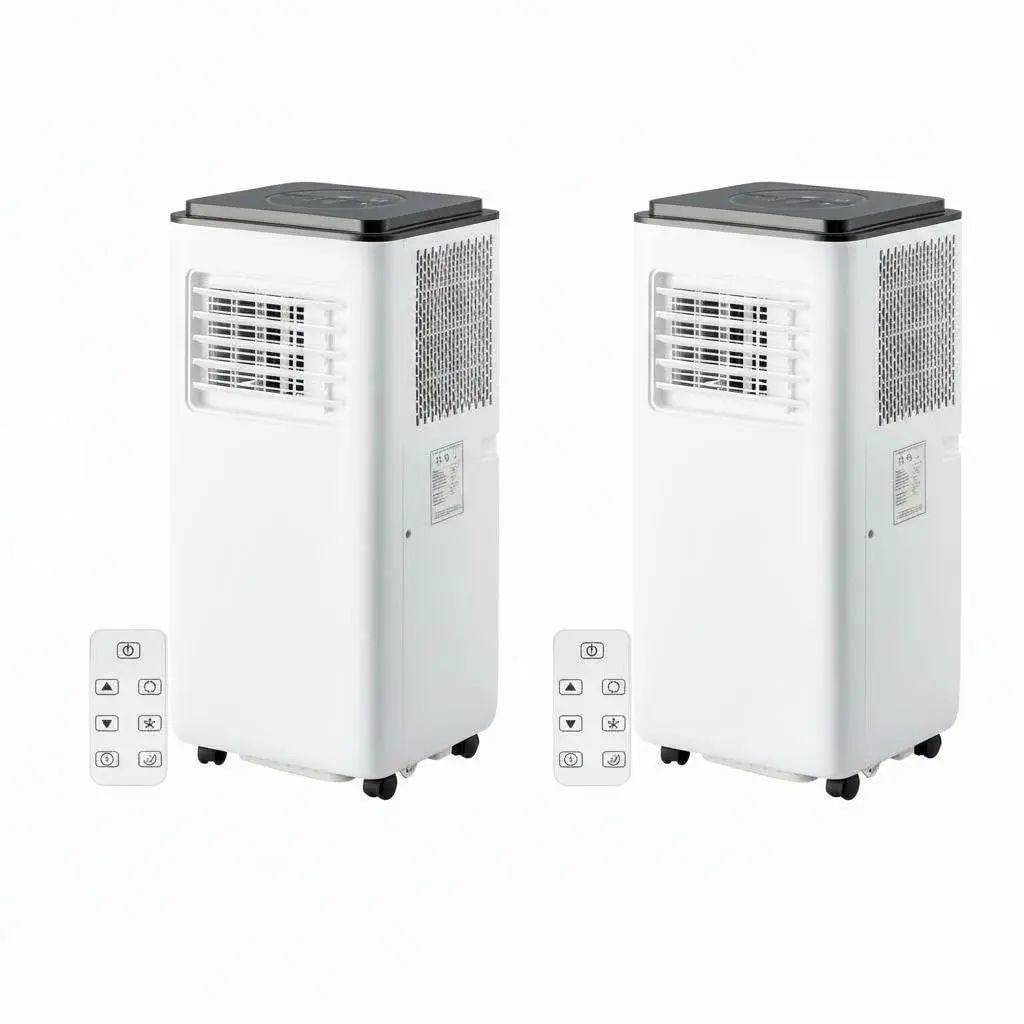 2-Pack 10000 BTU Portable Air Conditioners - 3-in-1 Mobile Aircon Cools Up to 450 Sq. Ft Rooms, with Dehumidifier, Fan, Sleep Mode, 24H Timer, Remote Control, Window Kit Incl.