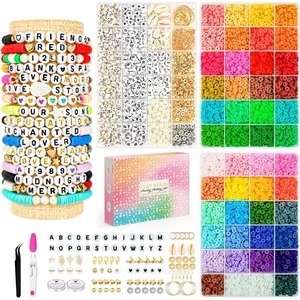 Friendship Bracelet Kit, 14,000pcs 48 Colors Bracelet Making Kit Clay Beads with Number Letter Bead Set Concert Merch Arts and Crafts Gifts for  Teen Girls  Making Supplies Bracelet Maker1