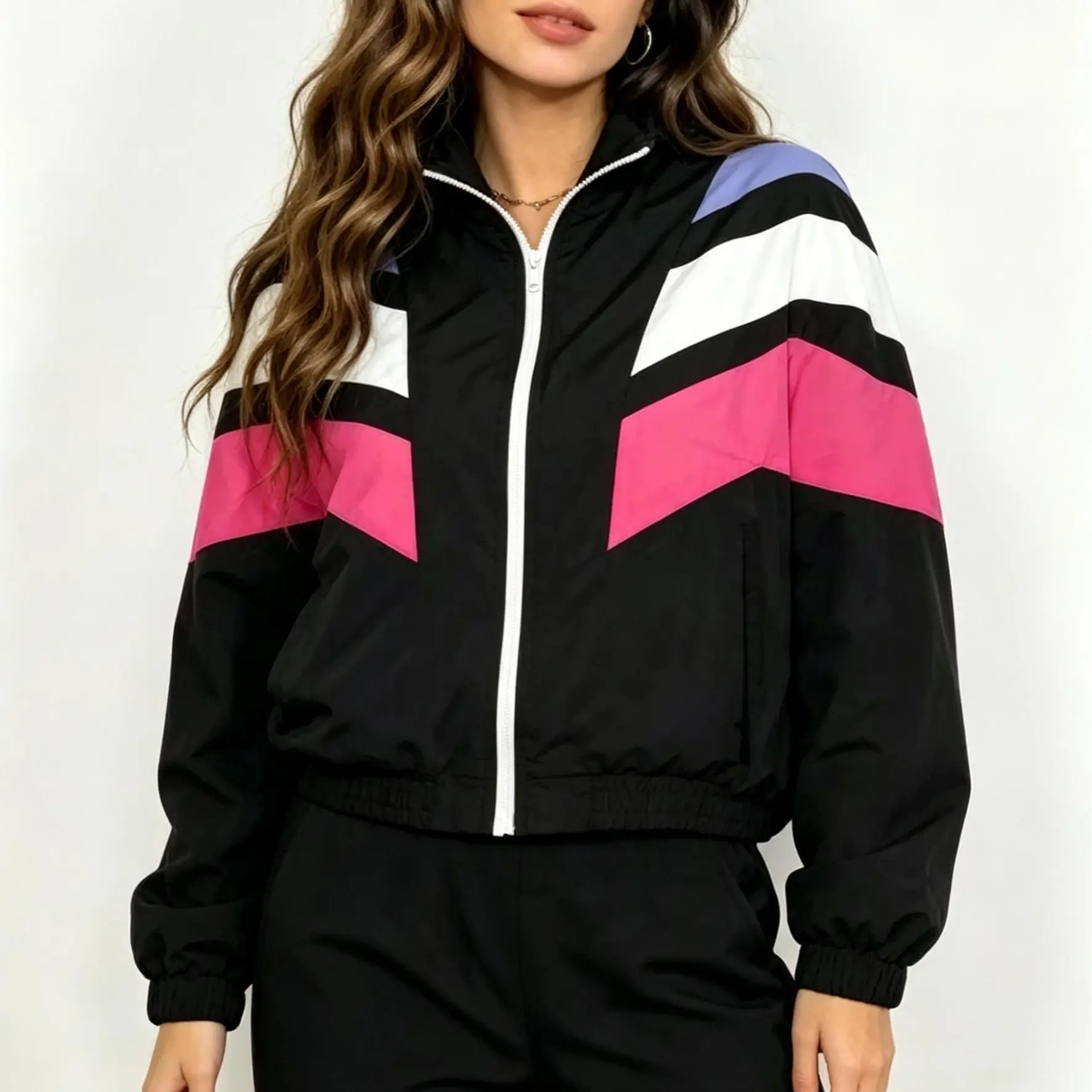 Women's Lightweight Windproof Windbreaker, Ribbed Zip Up Nylon Jackets Hooded with Pockets S-L campingessentials