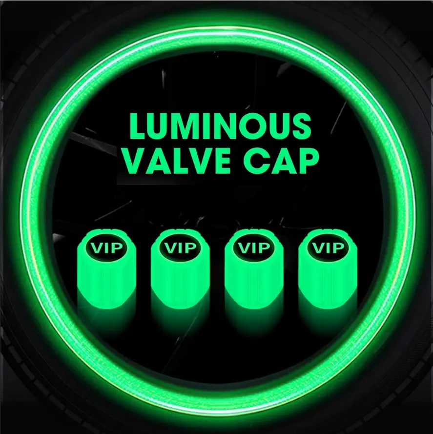 4pcs Universal Illuminated Fluorescent Automotive Vehicle Car Tire Valve Caps - Handmade Rhinestone Stem Covers, Car Exterior Decoration Accessories for Audi, Ford