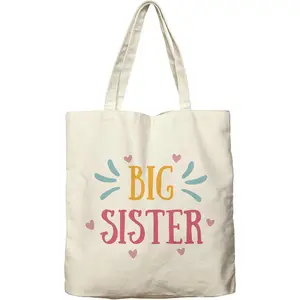 Big Sister Canvas Tote Bag For Women Aesthetic Cute Big Sister Tote Bag Gifts for Women Reusable Grocery Bag