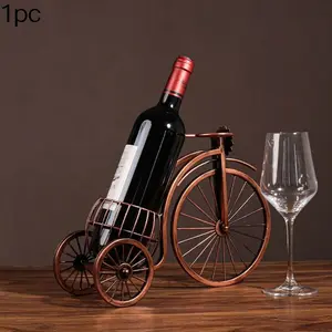 Vintage Iron Tricycle Wine Rack, Elegant Home Decor Piece, Perfect for Entryway and Living Room Display, High-End Wine Cabinet Accent