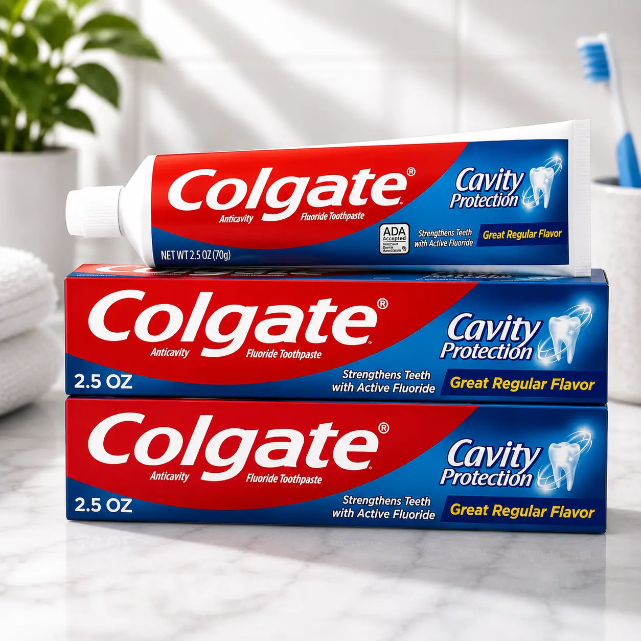 Colgate Cavity Protection Fluoride Toothpaste, 2.5 oz + 60% Free, 2-Pack