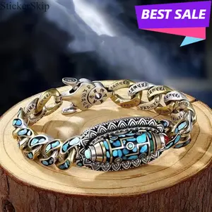 2026 New Tibetan Style Six-Syllable Mantra Nine-Eyed Dzi Bead Bracelet & Anklet with Turquoise, Handcrafted Good Luck Meditation Spiritual Amulet, Ethnic Lucky Charm Jewelry, Comfortable Fit for Daily Wear, Yoga & Spiritual Practice, Unisex for Men & Wome