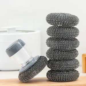 PET Ball Useful Things for Kitchen Cleaning Tools Household Cleaning Brush Rust Removal Brush Wire Cleaner Pot Scrubbing Home